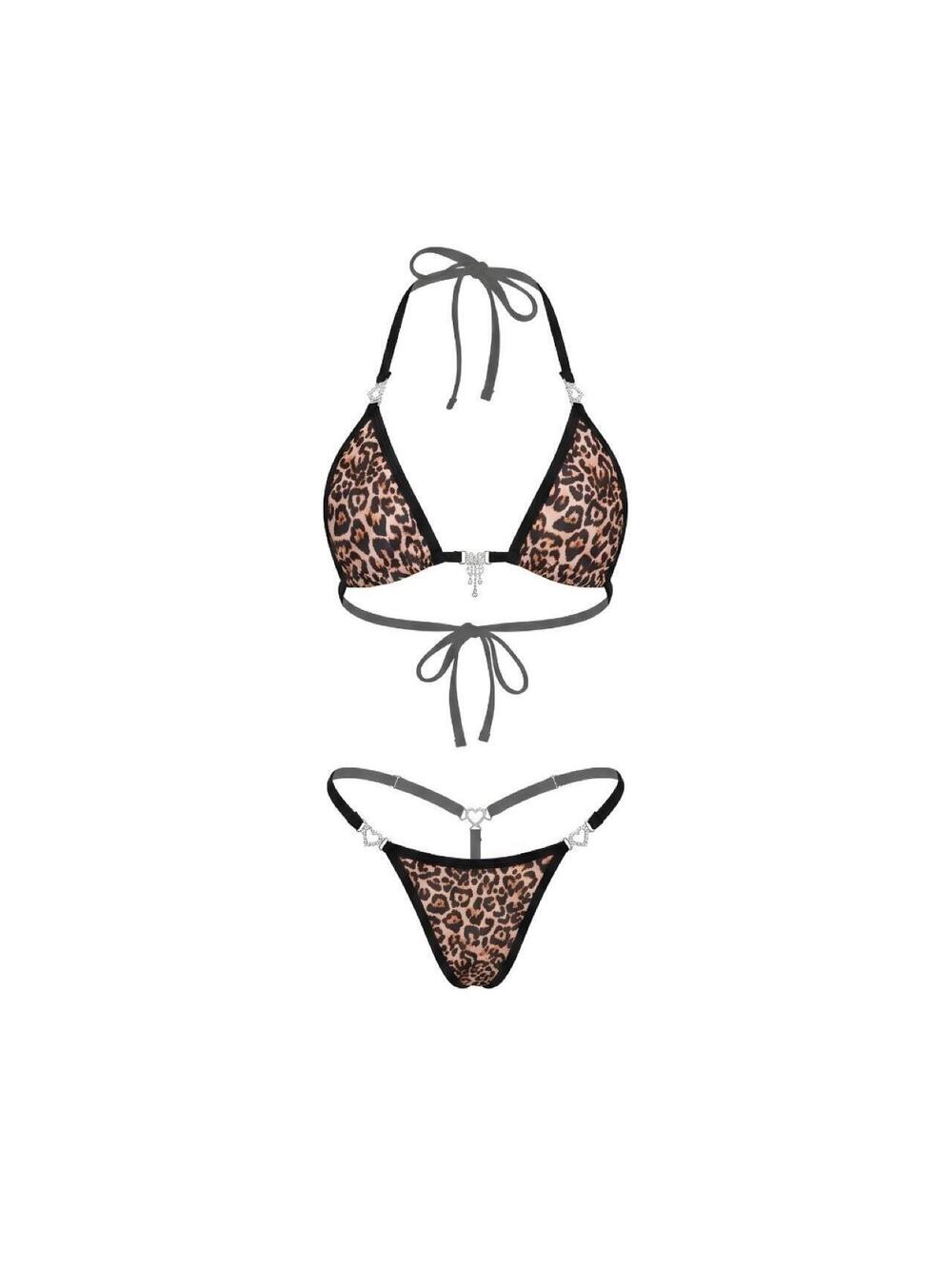 Leopard Rhinestone Heart Bikini Set - GrlFriday Shop